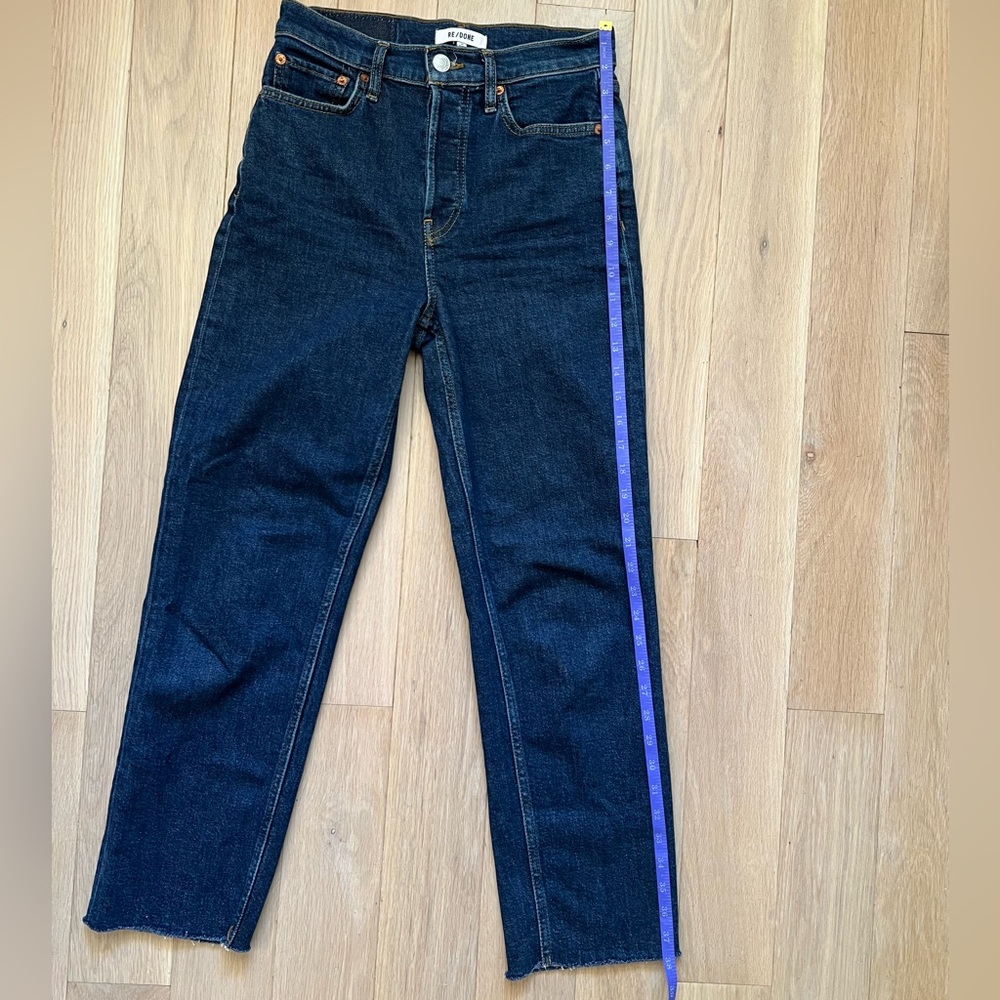 Re/Done 70s Stove Pipe Straight Leg High-Rise Jeans in Dark Indigo Denim Size 25 - Picture 13 of 13